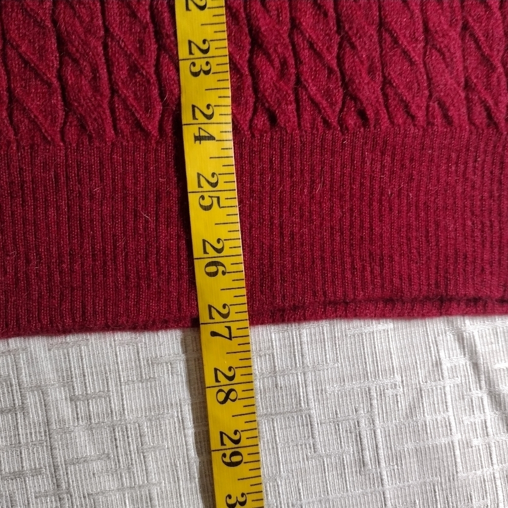 JOSEPH ABBOUD Mens L 100% BABY ALPACA Sweater Burgundy Cable Knit Made in Peru - Picture 8 of 8